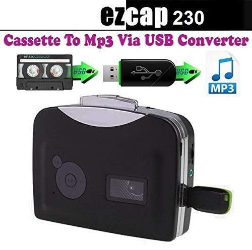 Microware Ezcap230 Standalone Cassette Player, Portable Cassette tape to mp3 Converter Directly to USB Disk No PC needed Music Recorder