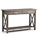 SIMPLIHOME Kitchener Console Table - 47 Inch Wide Solid Wood Sofa Table in Distressed Grey, Contemporary Storage Table for Entryway or Living Room with 2 Drawers, Bottom Shelf, and X-Design Sides