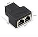 HENGSHENG RJ45 Splitter Adapter 1 to 2 Female Port CAT 5/CAT 6 LAN Ethernet Socket Splitter Connector Adapter