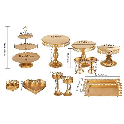 Set of 12 Pieces Cake Stands Iron Gold Cupcake Holder Fruits Dessert Display Plate for Baby Shower Wedding Birthday Party Celebration Home Decor Serving Platter