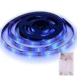 Blue LED Strip Lights - 2018 New Design Battery Powered LED Light Strip Kit with 6.6FT 2M SMD 3528 IP65 Waterproof Super Bright LED Tape Light, Battery Case