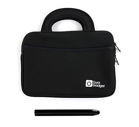 Weichgepolsterte Tablet-Tasche und schwarzer Eingabestift von Duragadget – geeignet für 7' Clementoni Mein erstes Clempad 3+ 