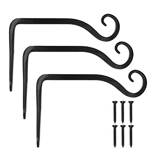 LOOGI Plant Hooks Iron Wall Hanger Decorative Bracket Holder 6 Inch for Hanging Planter Lantern Bird Feeder Sconce – 3 Pack