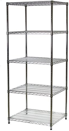 Shelving Inc. 24" d x 30" w x 72" h Chrome Wire Shelving with 5 Tier Shelves, Weight Capacity 500lbs Per Shelf