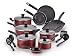 T-fal B209SI Initiatives Nonstick Inside and Out Dishwasher Safe Oven Safe Cookware Set, 18-Piece, Red primary