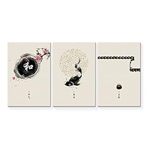 Wall26-3 Panel Canvas Wall Art- Chinese Style Painting -Giclee Painting Wall Bedroom Living Room Home Decoration - 16"x24" x 3 Panels