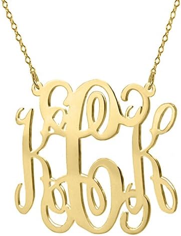 Monogram necklace 1" inch 18k gold plated pendant select any initial (16)