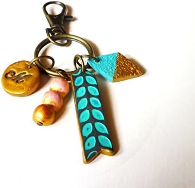 Letter Keychain, woman's keychain, personalized boho style keyring, Customized Christmas gift for her