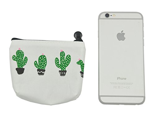 iSuperb Pack of 4 Canvas Coin Purse Change Cash Bag Cute Cactus Pattern Oxford Liner Small Purse Wallets with Zipper 4.7x1.3x3.3 inch - Thumbnail 2