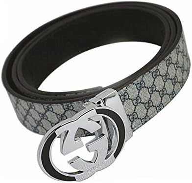 Fashion Leisure Alloy G Buckle Leather Belt (30"-32"(105CM), Silver)