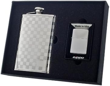 Visol "Mate" Flask and Zippo Lighter Gift Set, 8-Ounce