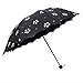 Inoutdoorkit CCU01 Travel Umbrella Parasol for Women Girl Kid Children Student, Magic Water Activated Color Change Flower, Portable Small Foldable Windproof Anti-UV for Beach Camping (Black)