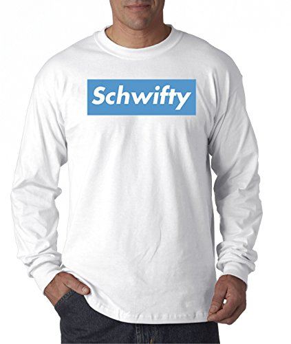 New Way 858 - Unisex Long-Sleeve T-Shirt Schwifty Supreme Rick Morty Parody Logo 2XL White