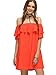 Milumia Women's Off Shoulder Ruffles Shift Loose Summer Vacation Mini Dress Orange X-Large