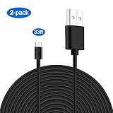 MOYEEL 2-Pack 33Ft Micro USB Power Extension Cable for Wyze Cam/Wyze Cam Pan, Blink XT Cam and Quick Charge Power for Home Security Camera(Black)