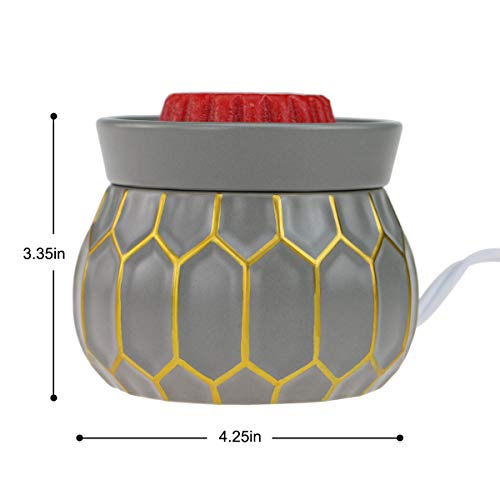 StarMoon Electric Candle Warmer for Wax Melt, Home Fragrance Diffuser, Fragrance Air Fresheners, Home Décor, No Flame, Removal Dish, with Ceramic Warming Plate (Gold Grid)