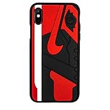 iPhone Shoe Case, Bred 1s Official 3D Print Textured Shock Absorbing Protective Sneaker Fashion Case (iPhone Xs Max)