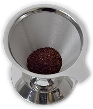 Pour Over Coffee Dripper by Silly Fox. The Permanent Reusable Paperless Coffee Cone Filter. Made of Double Mesh Stainless Steel. The Clever Coffee Dripper