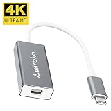 Amiroko USB-C to Mini DisplayPort Adapter, USB 3.1 Type C to Mini DP Adapter Support 4K, 1080P for MacBook Pro, MacBook 12", Alienware, to LED Cinema Display/Dell Monitor etc, Gray