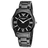 Emporio Armani Men’s AR1440 CeramicSlim Black Dial Watch, Watch Central