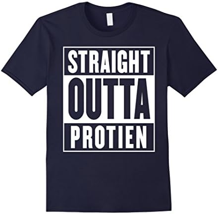 Mens Straight Outta Protien Hoodie Tshirt Medium Navy