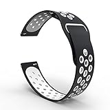 20mm Quick Release Breathable Watch Band Compatible with Garmin Vivoactive 3/Samsung Gear Sport/Ticwatch 2/Ticwatch E/Samsung Gear S2 Classic Watch, One Size, Black/White