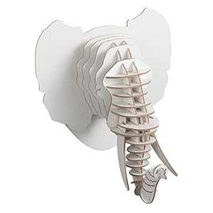 Vosarea Wandhaken, Elefant, Vintage-Stil, Rustikal, Puzzle 3D, Holz, Wanddekoration (weiß)