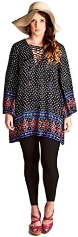 Velzera Criss Cross Bell Sleeve Floral Print Bohemian Tunic Dress