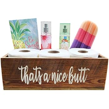 Nice Butt Bathroom Decor - Rustic Bathroom Decor Box, Wooden Farmhouse Decor Toilet Paper Storage, Organizer, Accessories, Funny, Rustic Decor Tray, Engraved Lettering