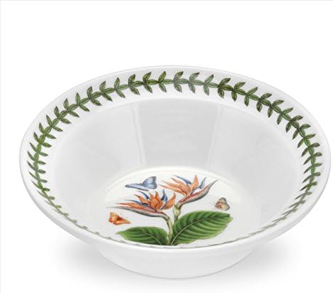 PortmeirionExotic Botanic Garden 6.5-Inch Oatmeal Bowl, Bird of Paradise - Made in England - Fine Earthenware - Dishwasher, Microwave, Freezer, Oven Safe - Floral Design for Dining & Gifting