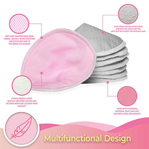 Anti-Split Highly Absorbent Reusable Nursing Pads (8-Pack) Contoured Shape, Fits Breast All Shapes & Sizes Comes with Laundry Bag