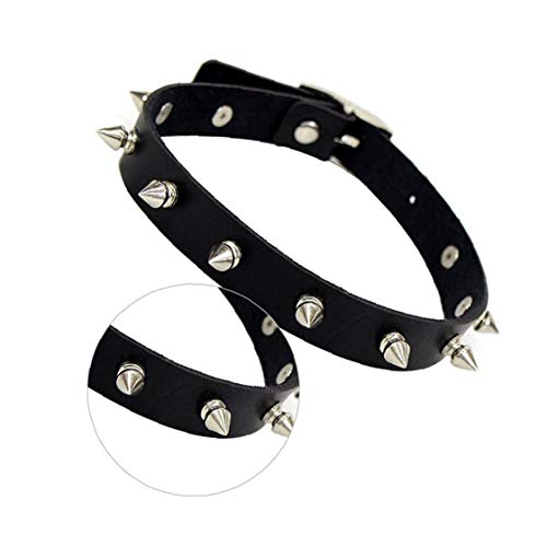 asdfwe-Punk-Collare-di-Cuoio-Choker-Punk-di-Goth-con-Borchie-Rivet-Pu-Girocollo-Collana-Regolabile-per-Donne-E-Uomini-Neri