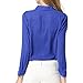 Cekaso Women's Button Up Shirts Solid Collared Sheer Long Sleeve Chiffon Blouse