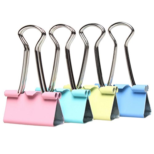 Color Scissor 48 Pieces Binder Clips, Medium Metal Binder Clips Paper Clips, Assorted Color (25mm)