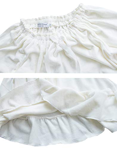 PUFSUNJJ Girls Princess Nightgown,Winter Long Sleeve Flannel Nightdress Pajamas Dress Kids 3-12 Years Offwhite