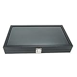 HUJI Glass Top Ring Display Showcase With Velvet Insert Liner Jewelry Organizer (1, 72 Slot Case) (Kitchen)