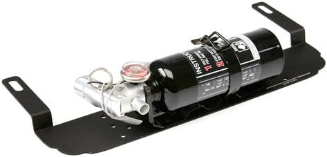 SpeedTactics - Mini Cooper fire extinguisher bracket for 2001-2012 Cooper models including, “S” and Non “S”, Coupe, Convertible, and JCW with Halguard clean agent 1.5lb fire extinguisher black.