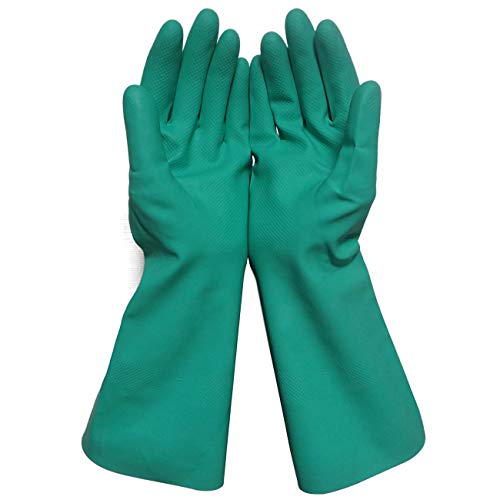 image for Sunyel Heavy Duty Cleaning Gloves, 15 Mil Green Reusable Household Nit