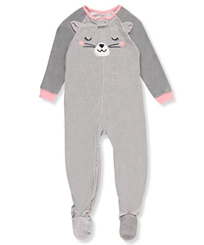 Carter's Girls' 12M-4T Cat Face Fleece Pajamas Gray 3T