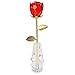 24k Gold Rose Display Stand for Artificial Flower - Transparent Base, Shelf Support for Room Decoration