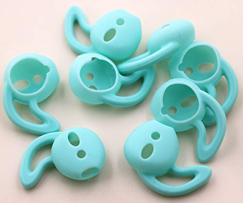 IiEXCEL 4 Pairs Replacement Ear Tips Ear Hooks and Covers Skin Anti-Slip Anti-Drop Accessories Compatible with Apple AirPods or EarPods Headphones/Earphones/Earbuds Anti-Slip (Mint Green)