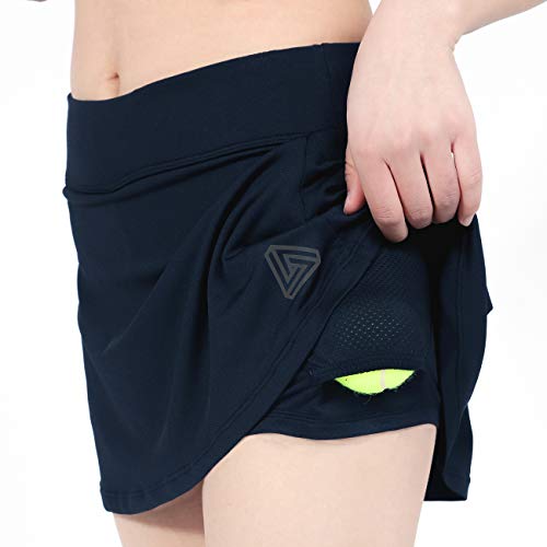 DOMICARE Women Pleated Active Athletic Skorts with Pockets, Lightweight Tennis Golf Skirts for Running Workout, M, Navy... - Thumbnail 5