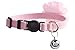 Designer Breakaway Cat Collar with Bell Soft Cloth Flower Ball Adjustable Velvet Kitty Puppy Dog Necklace Light Pink