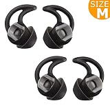Replacement Silicone Earbuds Ear Buds Tips Eargel Isolation Double Flange for Bose QuietControl 30 QC20 QC20i QC30 Soundsport SIE2 SIE2i IE2 IE3 Wireless Headphones Earphones - 2 Pair (Medium, Black)