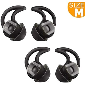 Replacement Silicone Earbuds Ear Buds Tips Eargel Isolation Double Flange for Bose QuietControl 30 QC20 QC20i QC30 Soundsport SIE2 SIE2i IE2 IE3 Wireless Headphones Earphones - 2 Pair (Medium, Black)