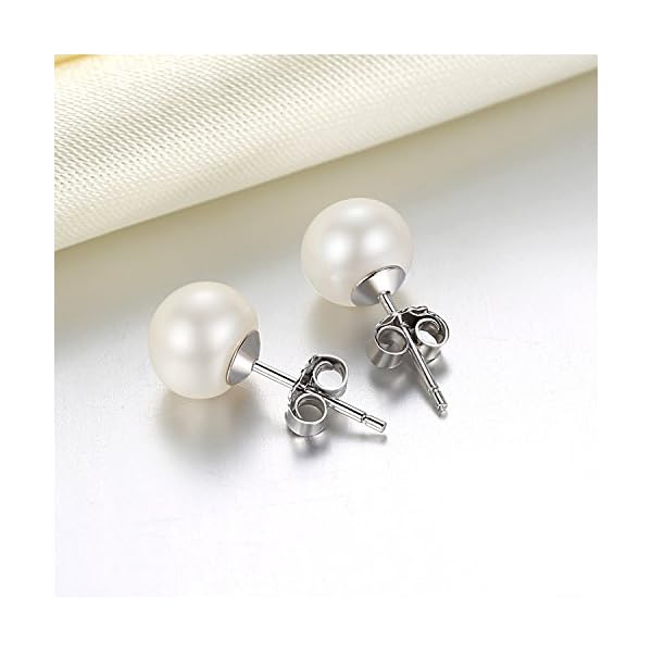 Pearl Earrings for Women 7-9mm Freshwater Cultured Pearl Stud Earrings 925 Sterling Silver - VIKI LYNN - Image 5