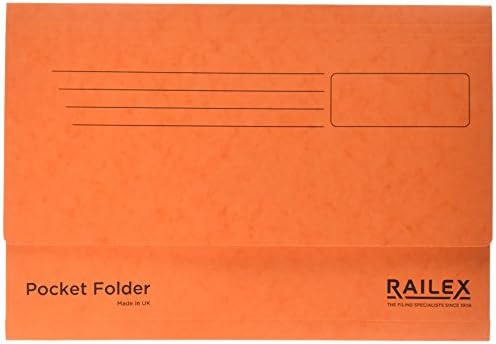 Railex Foolscap Pocket Folder - Mandarin (Pack of 25)