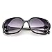 HuntGold 1X Lady Girl Popular Retro Carving Rose Flower Design Eyewear Glasses Sunglasses(bright black)