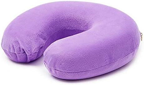 Classic U-Shape Memory Foam Pillow Soft Comfort Neck Support Car Home Nursing Cushion 11" x 11" Light purple