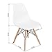HOMY CASA Homycasa Eiffel DSW Style Mid Century Side Dining Chairs Molded Plastic Cover Natural Wood Legs(Set of 6, White)